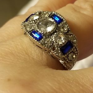 Solid Sterling Silver Blue Sapphire Ring Size 6